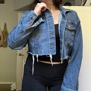 Cropped Jean jacket with custom embroidery